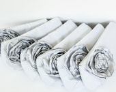Set of 6 Bridesmaids' Clutches - Evening Clutch in Silver with Oversized Silver Bloom