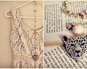 Tiger. pearl & gold with hints of rose pink sparkle necklace.