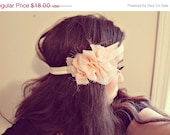 ON SALE ruffled elastic headband. shimmer. rose gold. one size fits all.