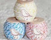 Bakers Twine Tropical Sampler, 60 Yards on Wood Spools, 4 ply, Tropical Blue, Lemon Yellow, Tangerine Orange