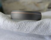 Titanium Ring Offset Rose Gold Pinstripe Sandblasted 6mm size 8.25 clearance