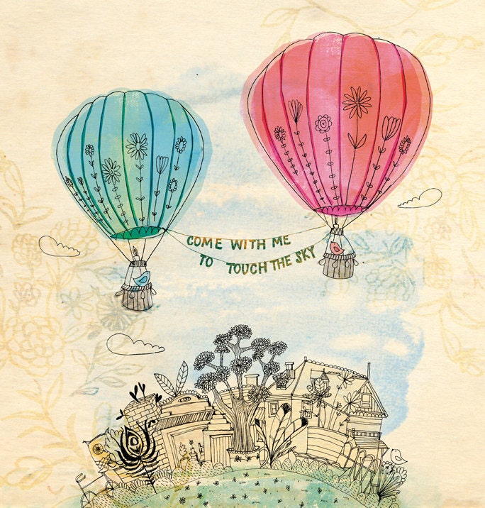 Touch the sky art print - Sweet William illustration 13x19 inches