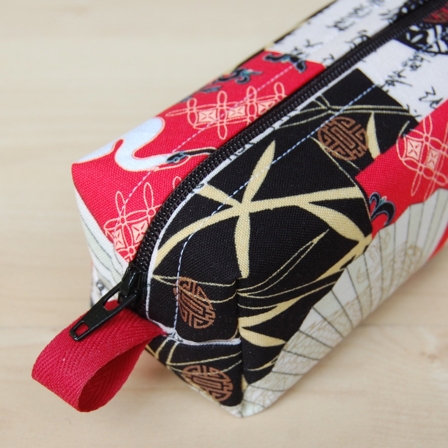 Red Cranes Sm CA Roll (makeup or pencil case)