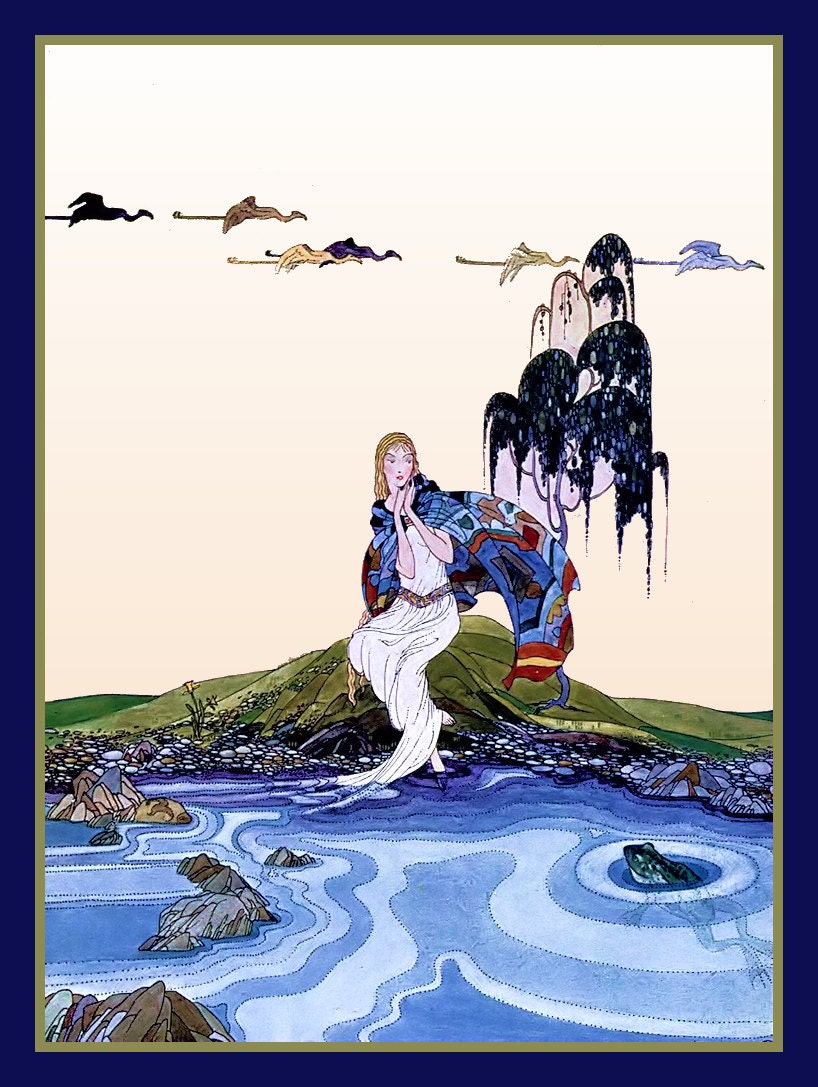 Girl by Lake and Frogs Refrigerator Magnet -  FREE US SHIPPING