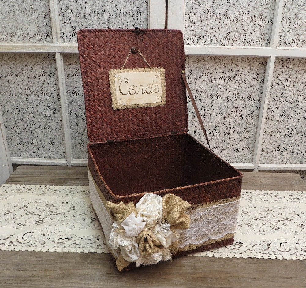 Lacey Rustic Wedding Card Holder Large Basket