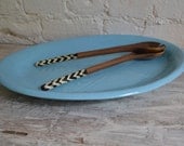 Baby Blue Serving Platter   - large oval platter - stoneware - Wobbly Plates Series