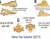 Tie backs for bed crowns or windows
