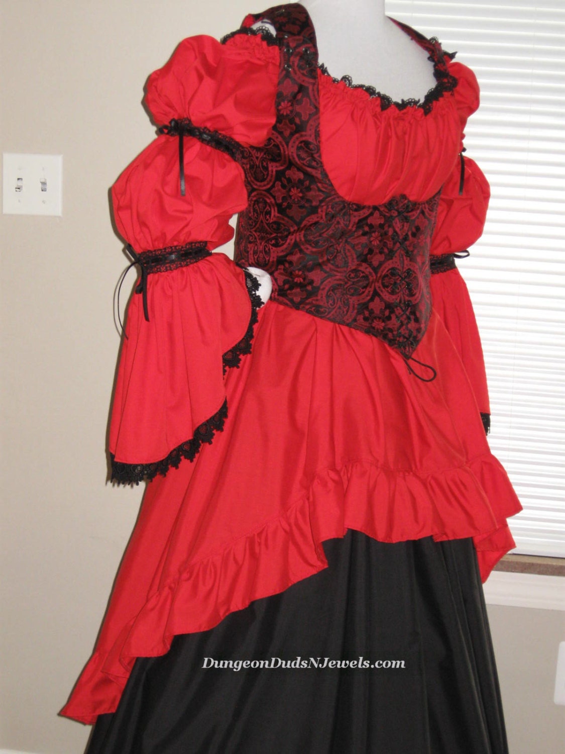 DDNJ Choose Fabric Burlesque Victorian Steampunk Style 3pc Plus Custom Made ANY Size Renaissance Goth Pirate Vampire Anime Cosplay LARP