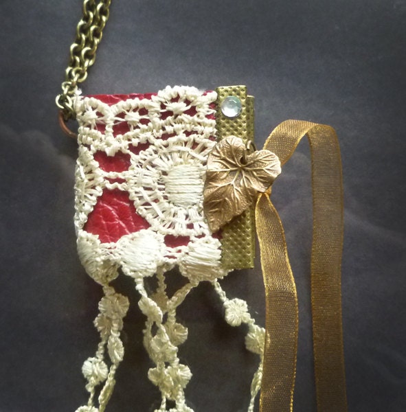 Jewelry Mini Book Necklace Pendant  2  Handmade Art Journal Quality