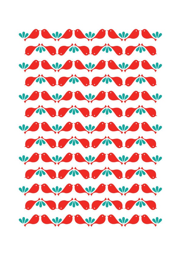 Little Birds monogram - Art Print Animal Illustration Geomery Children decor, Kids Room, Wedding Birthday Anniversary Gifts Flowers