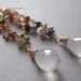 Promise me a rose garden /rose quartz and multi colored gem long dangle earrings