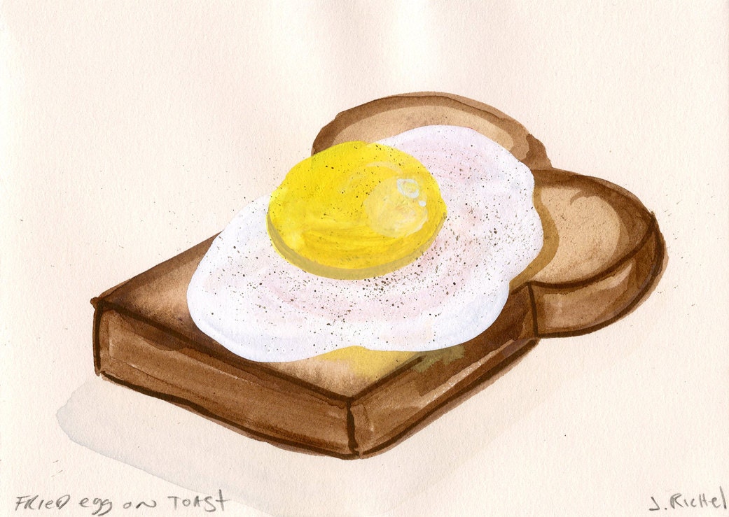 Original Gouache Painting - (Fried Egg OnToast)