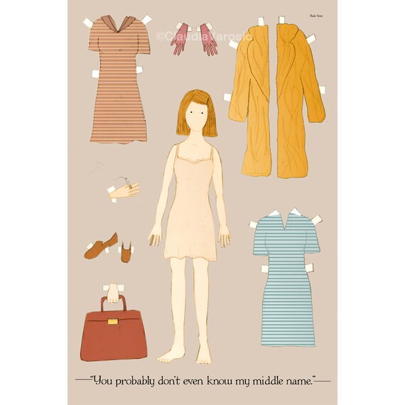 The Margot Tenenbaum paper doll 12x18 inches print