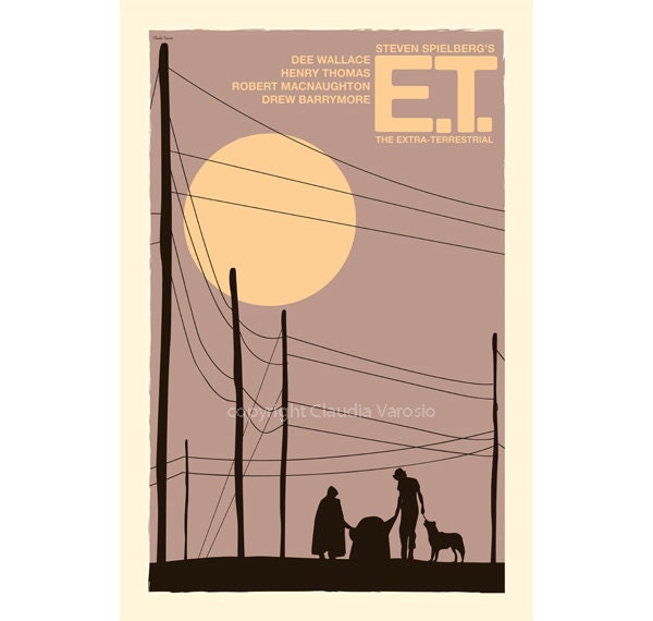 Movie poster retro print E.T.: The Extra-Terrestrial 12x18 inches
