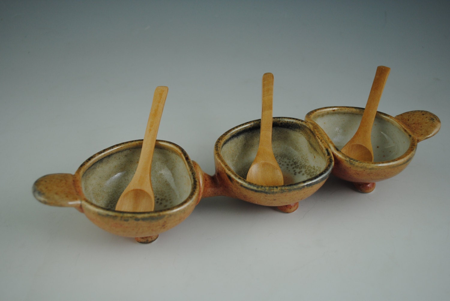 Orange and Tan Three Bowl Dish