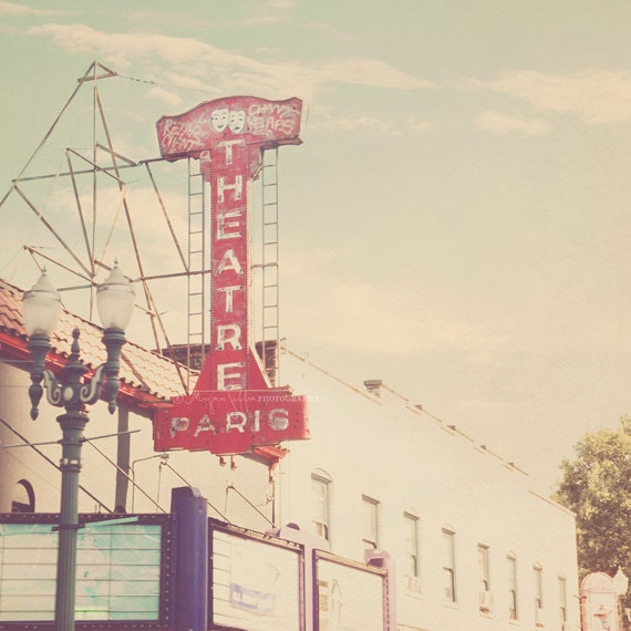 Portland photography, Paris theatre, Oregon travel, architecture, red building sign, Pacific Northwest, drama plays, actors