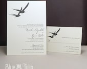 Pair of Grey Seagulls Wedding Invitation