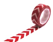 Washi Tape - Red & White Zig Zag - 15mm x 10 metres - High Quality Masking Tape