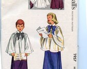 1950s McCall's Pattern 1957 Boys' & Girls' Choir Cotta and Skirt Size Medium Chest 26-28"