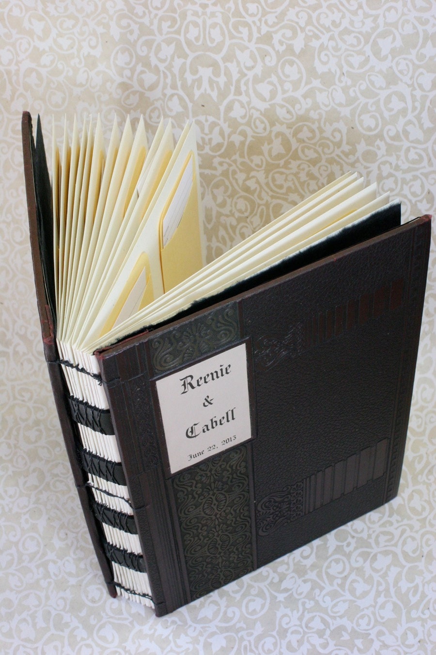 Custom Library Card Wedding Guest Book SAMPLE by Binding Bee (already sold)
