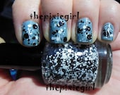 Black, White, Holographic Circle Dot Glitter Handmade Indie Top Coat Nail Polish Lacquer 15mL Full Size in Suspension Base