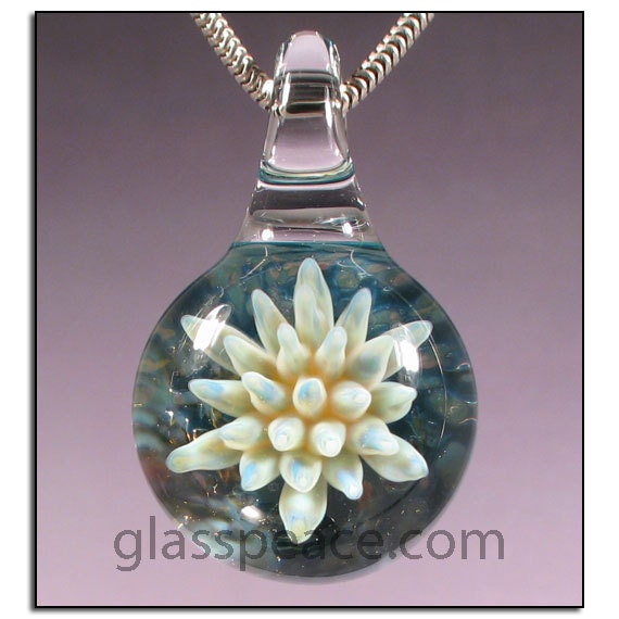 Sea Anemone Lampwork Pendant glass focal necklace bead - Glass Peace glass jewelry (4656)