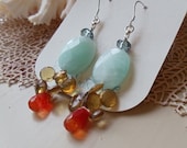Sea Siren Earrings, elegant earrings, sparkle, carnelian