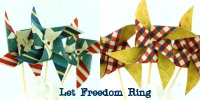 Patriotic Fourth of July Pinwheel Cupcake Toppers Set of 12 Choose Your Pattern Il_170x135