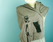 Coffee Owl Screen Printed Jersey Scarf - Tri-Coffee Brown IRREGULAR
