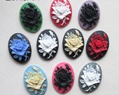 Silhouette Rose Cameo - 25x18mm - Set of 10 - mixed color lot