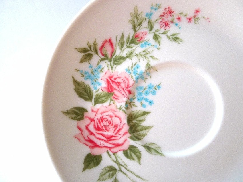 Vintage Melamine Boontonware Pink Roses Melmac Boonton Ware Saucers Made in the USA New Jersey