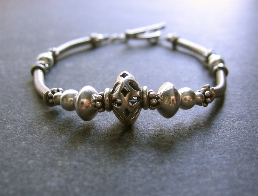 Sterling Silver Beaded Bracelet - Simplicity