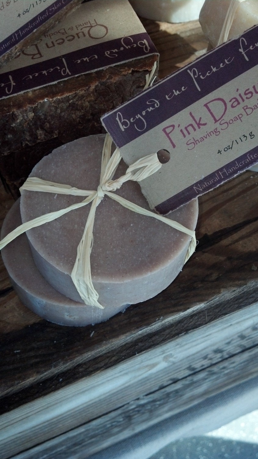 pink daisy Shaving Soap with Kaolin