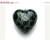 ON SALE 30% OFF Green w/Stringer Heart Focal Bead - Handmade Glass Lampwork Bead - 11808405