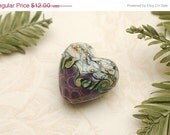 ON SALE 30% OFF Light Purple & Ivory Free Style Heart Focal Bead - Handmade Glass Lampwork Bead -11816005