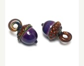 ON SALE 40% OFF Gala Grape Acorn Earring Set -11821619-Borosilicate glass-Dichroic glass-Handmade Glass Lampwork Beads