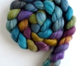 Polwarth/Silk Roving - Hand Painted Spinning or Felting Fiber, Night Vision