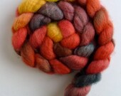 BFL Wool Roving - Hand Painted Spinning or Felting Fiber, 4 ounces, Tomatoes
