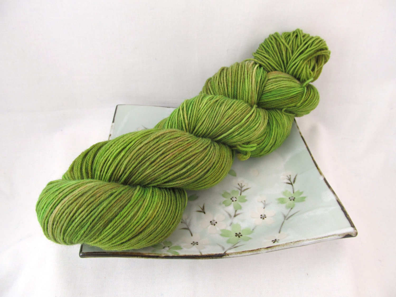 Hand Dyed Sock Yarn, Merilon Sock, Superwash Merino Nylon - Grasshopper, OOAK