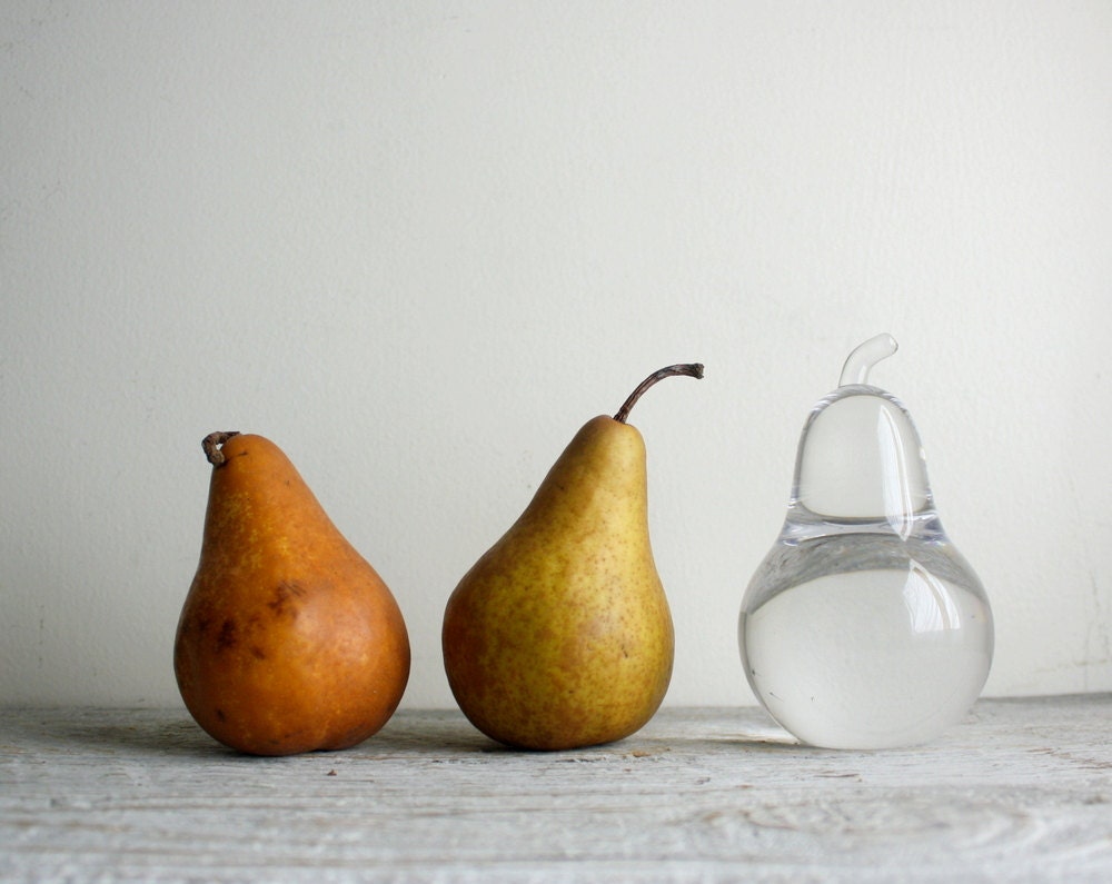Vintage Glass Pear Paperweight