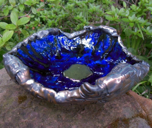 Ceramic and Glass Bowl - "Blue Oasis"