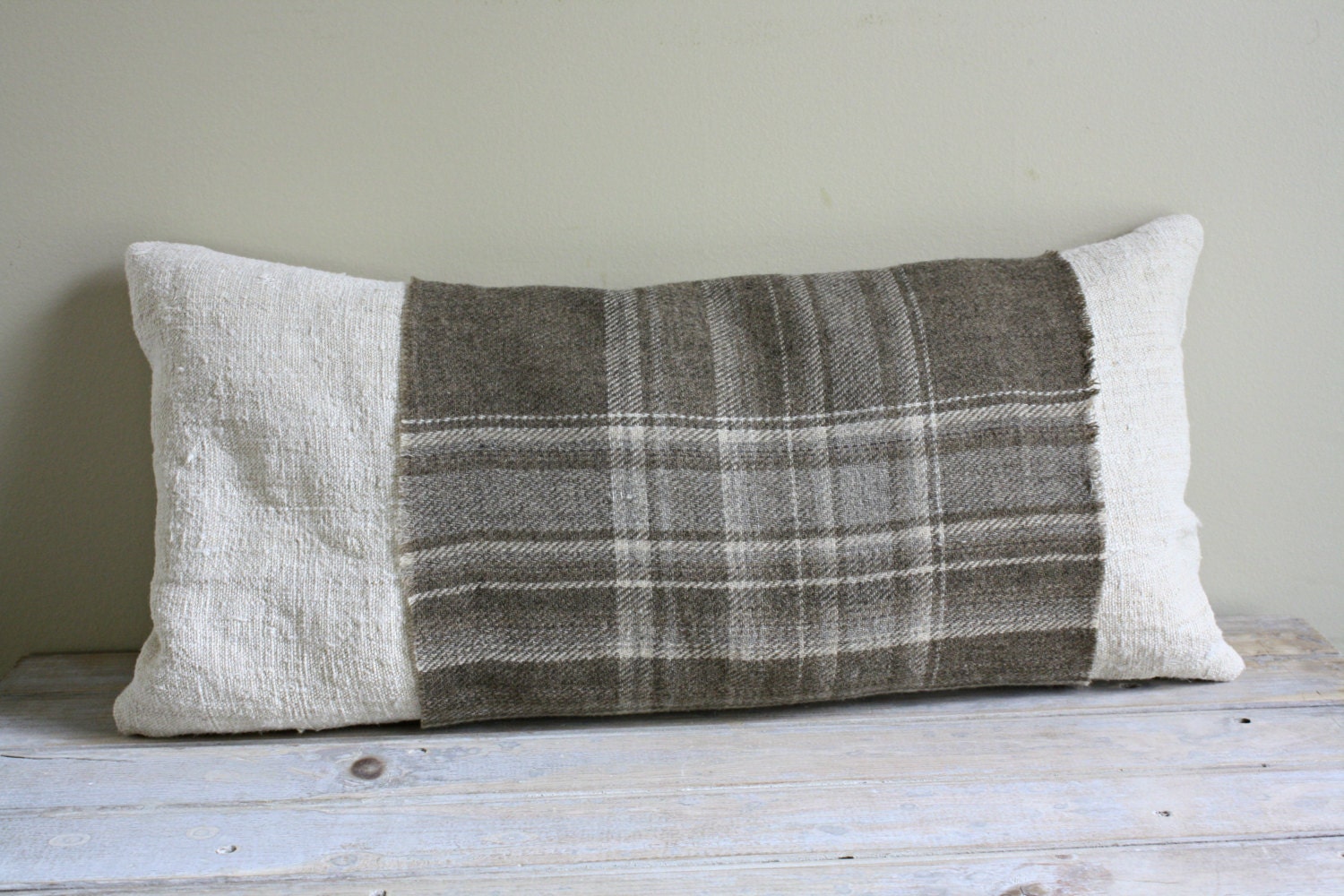 Flax Linen Wool Pillow - cabin rustic style