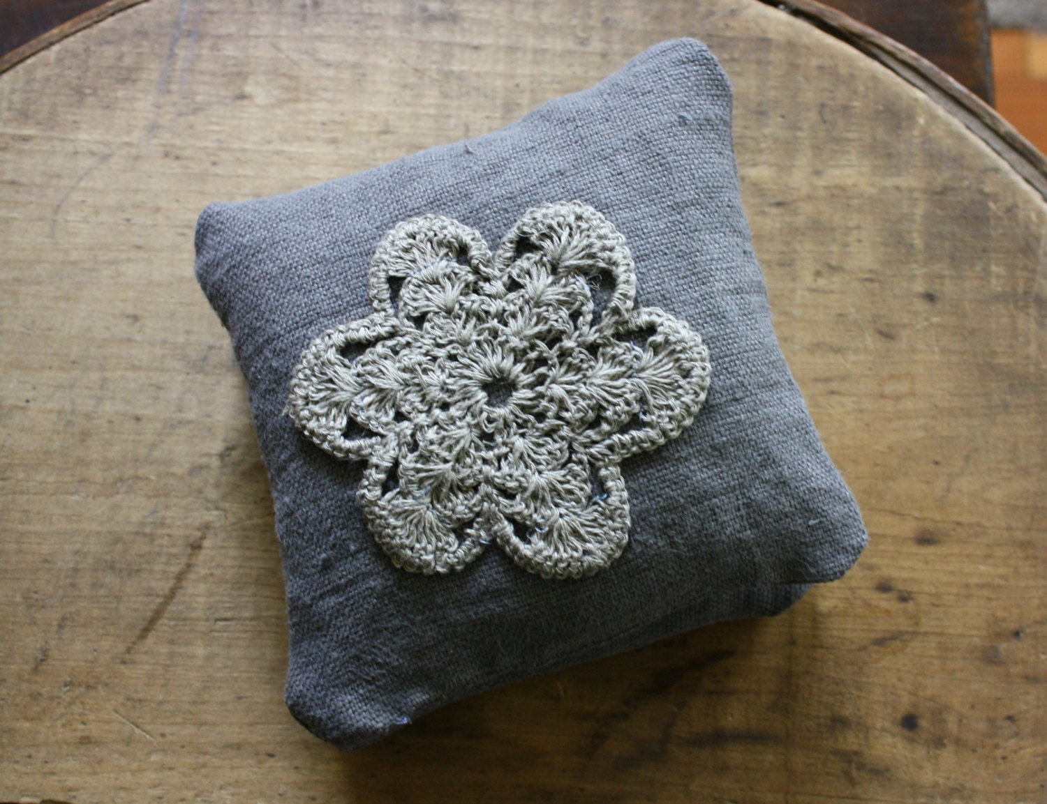 Set of two Organic Hemp Linen Appliqued Lavender Sachet