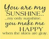 You Are My Sunshine Song Subway Art Childrens Art Nursery Wall Decal Vinyl Lettering Stickers in Words Ships Free to U S