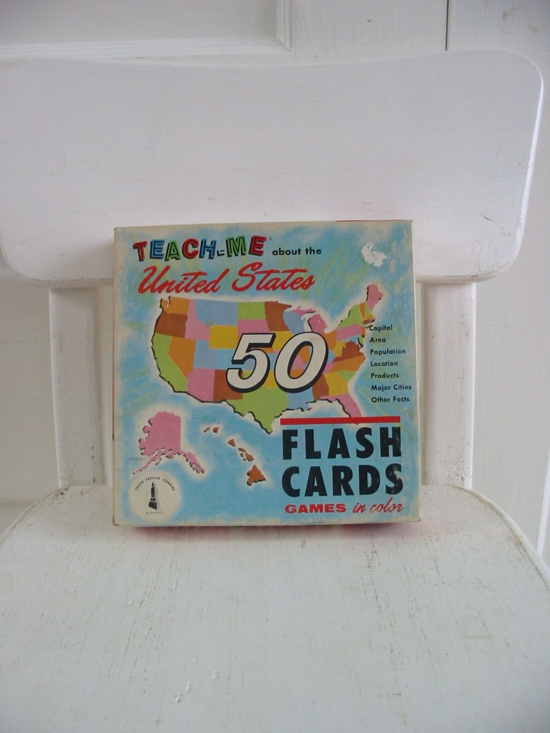 Vintage Flash Cards United Stated Map Game Ephemera School