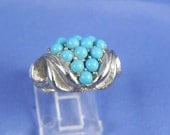 Turquoise Silvertone Costume Fashion Ring