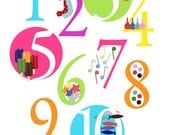 Childrens Wall Art, Childrens Illustration, Nursery Decor, ABCs, Numbers, 8x10 Art Print - choose Girl Boy Both or Either