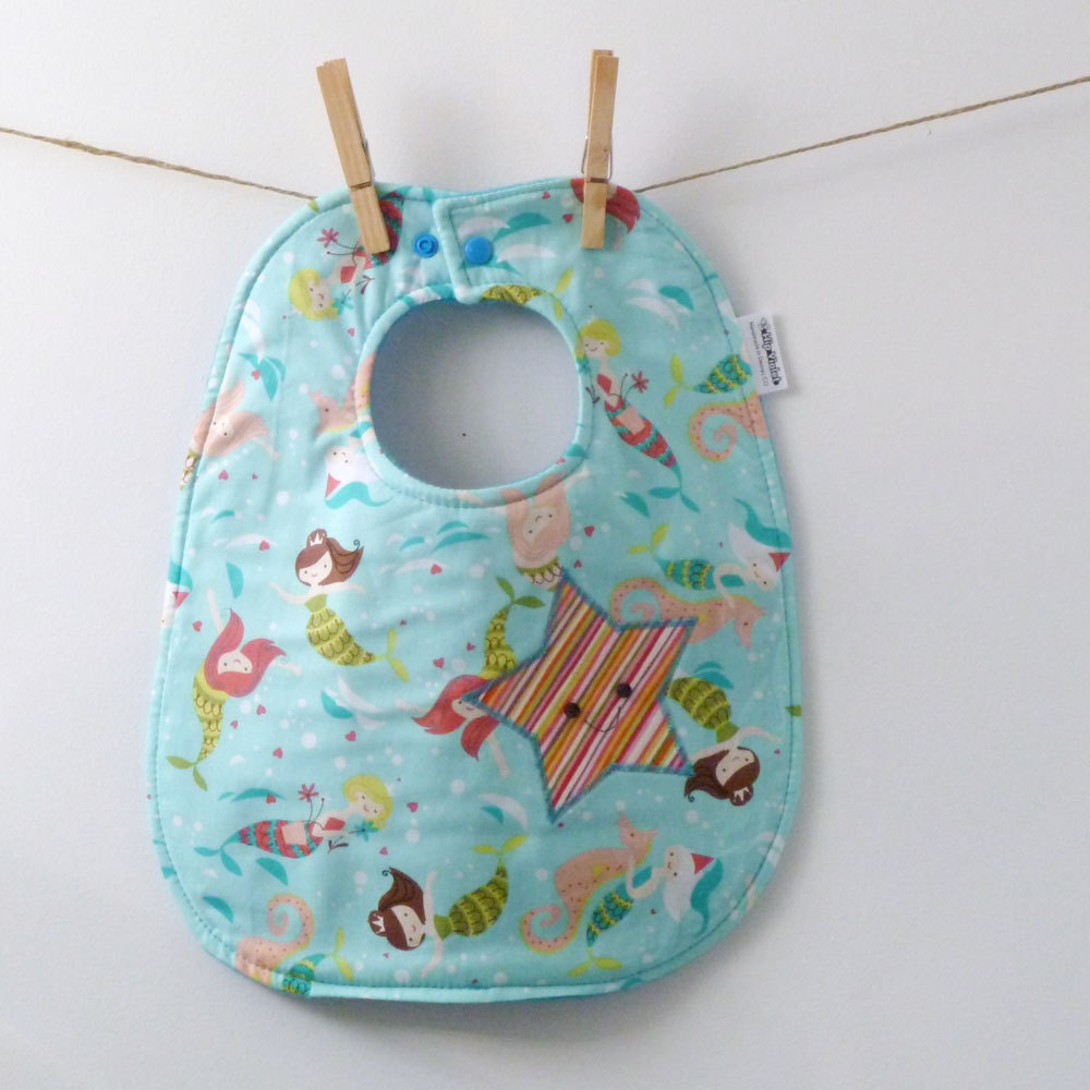 Mermaids with a Starfish Baby Bib - Baby Girl Shower Gift