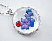 Under The Microscope - Be Happy - science glass pendant