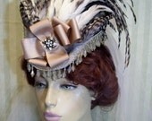Victorian Mini Riding Hat Steampunk Hat Kentucky Derby Hat Civil War Hat Feathers